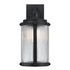 Westinghouse Fixture Wall Outdoor 60W Motion Snsr Armin, Textured Black Clear Ribbed Glass 6120600